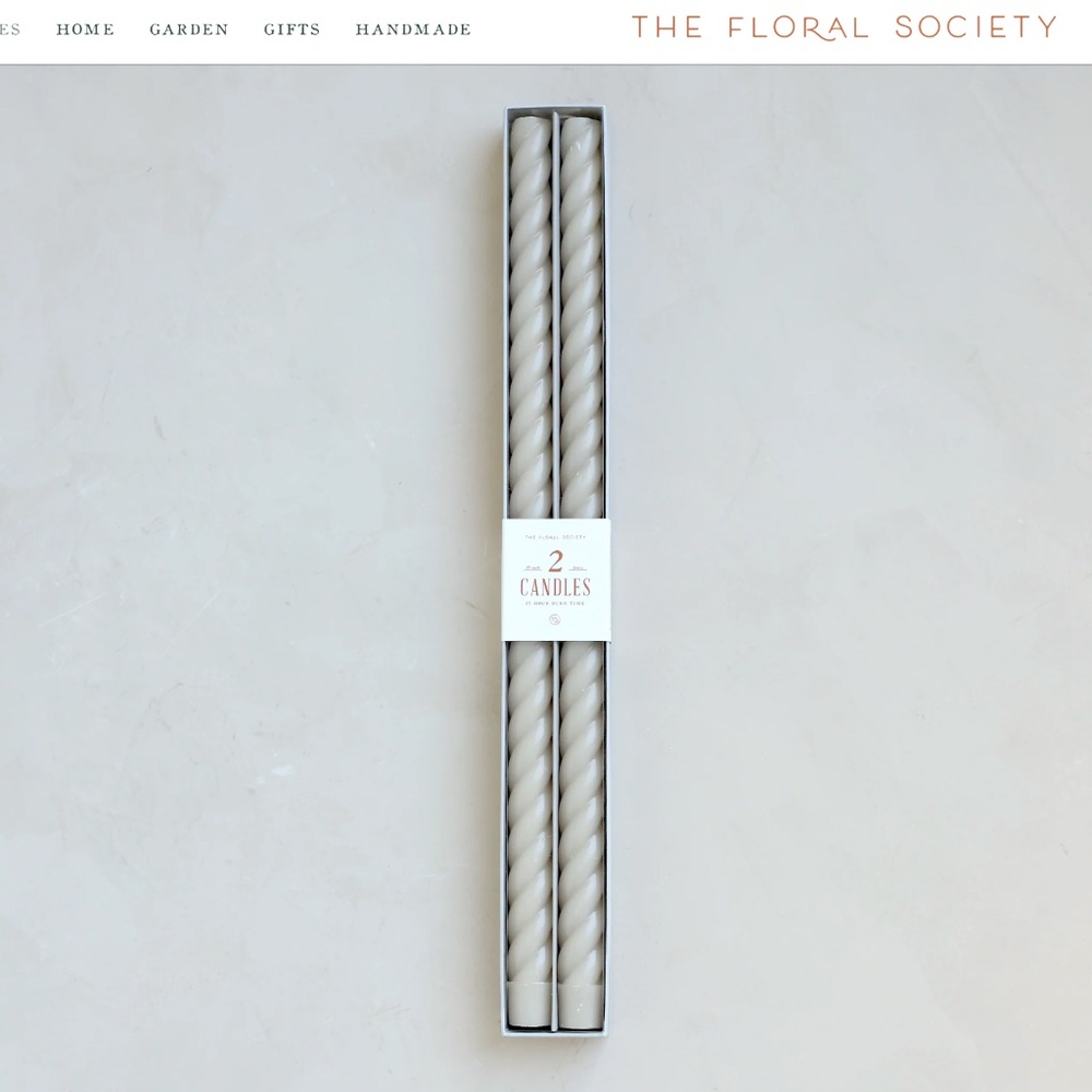 NIB FLORAL SOCIETY 18" FANCY TAPER CANDLES